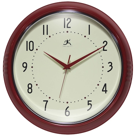 Infinity Instruments Retro Round Red Wall Clock, 15 in. 10940RD-15